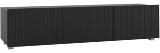 Lomadox Lowboard KEMPTEN-132, in schwarz matt, Rillenfront, 2-türig, 150 cm breit, Softclose