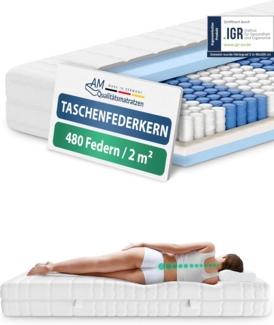 AM Qualitätsmatratzen | Orthopädische 7-Zonen Taschenfederkernmatratze H4 - 140x210 cm