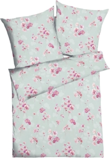 Kaeppel Interlock Jersey Bettwäsche Delicate Poppies mint|135x200 cm + 80x80 cm