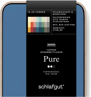 Schlafgut Spannbettlaken PURE TOPPER in Gr. 90x200, 140x200 oder 180x200 cm, Laken für Topper, Jersey-Elasthan, Gummizug: rundum, (1 Stück), aus 100% Bio-Baumwolle, für Matratzen bis 10 cm Höhe, Bettlaken