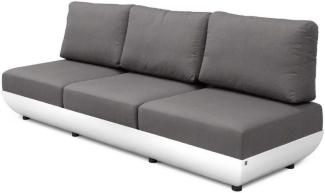 Casa Padrino Luxus Gartensofa Matt Weiß / Dunkelgrau 250 x 95 x H. 90 cm - Wetterbeständiges Garten Terrassen Sofa mit verstellbaren Rückenlehnen - Hotel Möbel - Luxus Qualität