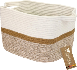 HMF Aufbewahrungskorb Aufbewahrungskorb mit verlängerten Griffen, Korb aus Baumwolle, 36 x 30 x 25 cm, Weiß-Braun