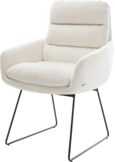 Esszimmerstuhl Abelia-Flex mit Armlehnen Bouclé Soft Beige Kufengestell Schwarz