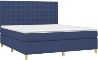 vidaXL Boxspringbett mit Matratze & LED Blau 180x200 cm Stoff 3135779