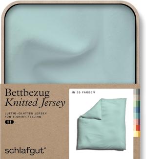 Schlafgut Knitted Jersey Bettwäsche | Bettbezug einzeln 200x200 cm | petrol-light