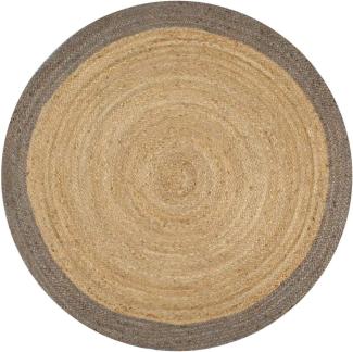 vidaXL Teppich Handgefertigt Jute mit Grauem Rand 150 cm