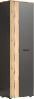 'Esteban' Garderobenschrank / Schuhschrank, Holz, grau und Eiche Evoke, 195 x 36 x 60 cm