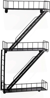Coradoma Deko-Wandregal Fire Escape Hängeregal mit Leiter für Deko Schweberegal, Schwarz Metall