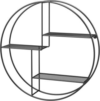 Songmics Wandregal aus Metall, rundes Schweberegal mit 3 Gitterablagen, mit 2 Schrauben, 55 x 12 cm (Ø x B), für Wohnzimmer und Flur, Industrie-Design, schwarz LFS01BK