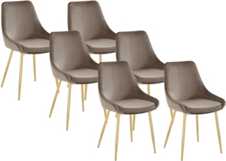 Vente-unique - Stuhl 6er-Set - Samt & Goldfarbenes Metall - Taupe - MASURIE