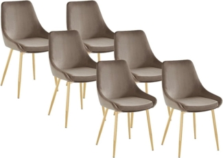 Vente-unique - Stuhl 6er-Set - Samt & Goldfarbenes Metall - Taupe - MASURIE