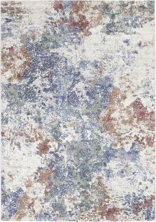 Kurzflor Teppich Fontaine Creme Blau Grün - 80x150x1,1cm