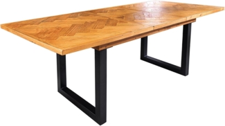 riess-ambiente Esstisch MOSAIK 120-160cm braun / schwarz · bis 4 Personen, verlängerbar (Einzelartikel, 1-St), Massivholz · Pinie · Eisen-Kufen · ausziehbar · Industrial Design