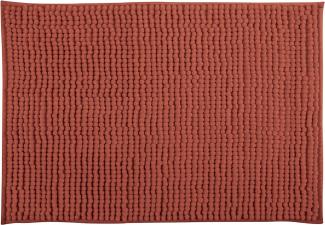 MSV Badteppich Badvorleger Duschvorleger Chenille Hochflor Badematte 60x90 cm – Terracotta Rot