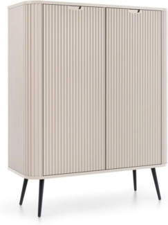 Lomadox Highboard ZARA-160, in Kaschmir Caschmere Rillen gerillt Füße goldfarben 103 x 129 x 39 cm