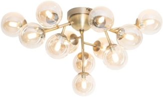 Qazqa Deckenleuchte Bianca, ohne Leuchtmittel, G9, Bronze, Art Deco, Glas, 12-flammig