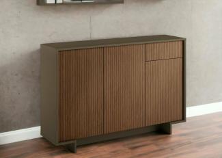 Dmora - Sideboard Aneto, Wohnzimmer-Sideboard, Wohnzimmer-Buffet mit 3 Türen und 1 Schublade, 100% Made in Italy, 134 x 35 x 87 cm, Braun und Walnuss