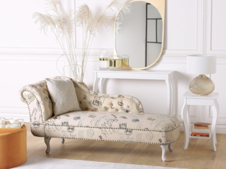 Beliani 'Nimes' Chaiselongue, Beige, Stoff, 79 x 65 x 169 cm, Links