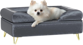 PawHut Tierbett Hundesofa, Hundebett mit waschbarer Bezug, Polyester, für kleine Hunde bis 10kg, Grau