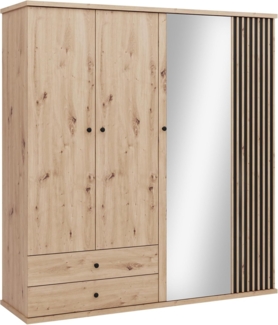 Kleiderschrank Weren W-24 (Farbe: Artisan Eiche + Schwarz)