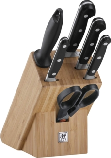 Zwilling Professionelle S 7 EL Küchenmesser aus schwarzem Edelstahl im Block mit Schärfer und Schere