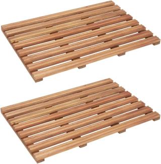 Badematten 2 Stk. Massivholz Akazie 56x37 cm