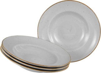 CreaTable, 34039, Serie Vintage Nature Stein, 4-teiliges Geschirrset, Pastateller aus Porzellan, spülmaschinen- und mikrowellengeeignet, Made in Europe