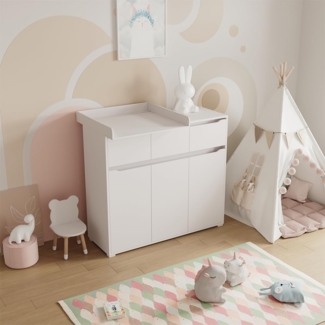 Vicco Wickelaufsatz verstellbar, Weiß, 80x76 cm, Wickelauflage, Wickelkommode