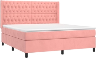 vidaXL Boxspringbett mit Matratze & LED Rosa 180x200 cm Samt 3139762