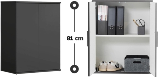 mokebo® Mehrzweckschrank 60 cm Breite 'Der Kurze', kurzer Schrank in Grau BZW. Schwarz Matt aus Holz, grifflose Öffnung, funktionaler Aktenschrank, Made in Germany | Anthrazit