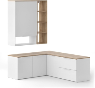 Wohnwand Wido Weiß/Sonoma 5 Teile Vicco