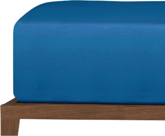 uncover by Schiesser Spannbettlaken New Jersey aus reiner Baumwolle für ein natürliches Hautgefühl, MADE IN GREEN Dunkelblau 180x200 cm