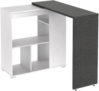 Vente-unique - Bartisch drehbar mit Stauraum - Weiß & Beton-Effekt - SATURNE