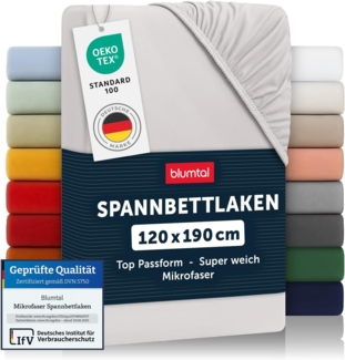 Blumtal® Spannbettlaken 120x190 cm - Bettlaken 120x190 Spannbettlaken aus Microfaser - Spannbetttuch 120x190 cm - Spannleintuch 120x190 - Leintuch 120x190 cm - Bettbezug 120x190 - Moonlight Grey-Grau