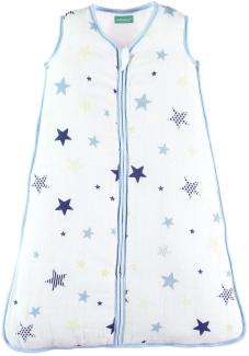 molis&co - Baby Schlafsack 2.5 TOG - Ganzjahres Schlafsack - Babyschlafsack Neugeborene - Premium-Musselin, ärmellos Winterschlafsack wattiert - Premium Qualität - Sternendruck (60 cm)