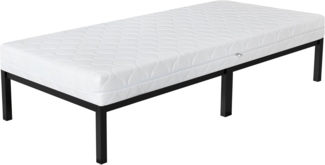 ML-DESIGN Metallbett Bett für Schlafzimmer mit Lattenrost auf Stahlrahmen robust, Gästebett 90x200 cm Schwarz mit Matratze 16cm leichte montage Bett