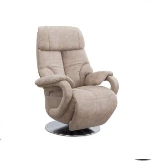 CAVADORE TV-Sessel Istanbul / Fernsehsessel mit manuell verstellbarer Relaxfunktion / 80 x 115 x 79 / Lederoptik: Beige