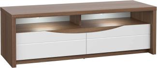 FORTE Saint Tropez TV-Unterschrank mit LED Beleuchtung, Holzwerkstoff, Braun/Weiß, 147,7 x 48,8 x 52,7 cm