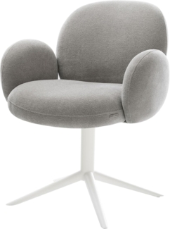 Drehstuhl Nube-Flex mit Armlehnen Strukturstoff Soft Grau Fußkreuz Weiß 360° drehbar Wippfunktion Taschenfederkern