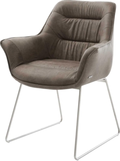 Esszimmerstuhl Kaira-Flex Mikrofaser Taupe Vintage Kufengestell Edelstahl