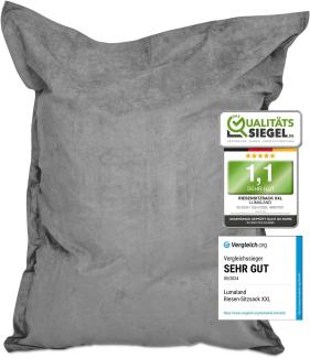 Lumaland XXL Microvelours Sitzsack - 380L - 140x180 cm - Indoor - Grau