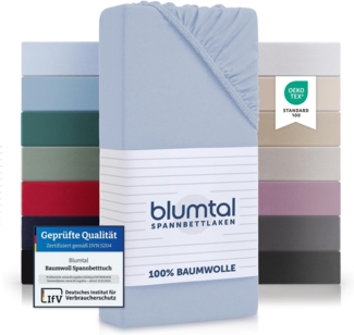Blumtal® Baumwolle Spannbettlaken 80x160-180 cm Basics Jersey - Bettlaken 80x160 Kinder - Oeko-TEX zertifiziertes Spannbettlaken Beistellbett/Spannbettlaken Kinderbett 80x160-180 - Hellblau