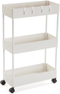 Versa Skuvoy Badezimmer-Hilfsmöbel, Aufbewahrungswagen oder -Karren, mit 3 Einlegeböden und Laufrollen, Maßnahmen (H x L x B) 63,5 x 18 x 40 cm, ABS und Kunststoff, Farbe: Weiß
