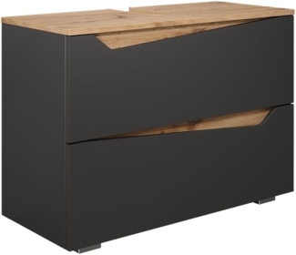 Waschbeckenunterschrank Marelle Anthrazit/Artisan 80 x 57.5 cm mit 2 Schubladen Vicco