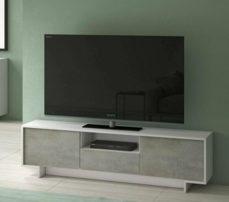 Dmora - TV-Ständer Andromeda, TV-Ständer für das Wohnzimmer, niedriges Wohnzimmer-Sideboard mit 2 Türen und 1 Schublade, 100% Made in Italy, 170 x 42 x 48 cm, Weiß und Zement