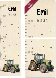 Messlatte - Traktor Kindermesslatte mit Namen und Datum - Geschenk für Kinder Traktorliebhaber - 90-150 cm - Holz - kind traktoren