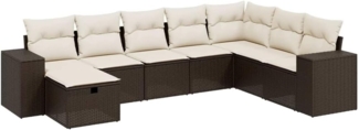 vidaXL 8-tlg. Garten-Sofagarnitur mit Kissen Braun Poly Rattan 3264519
