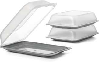 TATAY Aufschnittboxen für Kühlschrank | 3er Set Maxi | Frischhaltedosen mit Deckel, Stapelbar | Geeignet für Gefrierschrank, Mikrowelle und Spülmaschine | BPA-frei, 17 x 6,2 x 25,2 cm, Grau