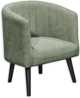 PAUL Loungesessel mit Armlehnen, Olive - Moderner Wohnzimmer Fernsehsessel gepolstert mit schwarzen Massivholz Füßen - 61 x 82 x 58 cm (B/H/T)