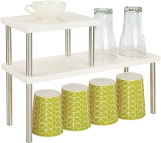 mDesign Küchenregal Geschirrablage Organizer 2 Etagen Metall Beige / Silber Matt
